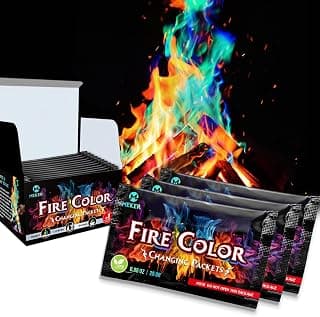 MEKER Fire Color Changing Packets - Fire Pit, Campfires, Outdoor Fireplaces, Bonfire - Magic Colorful Changing Fire - Perfect Fire Camping Accessories for Kids & Adults (12 Pack) B0C9THKCWY