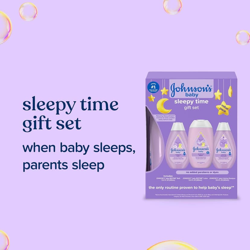 Bedtime Bath, Bedtime Lotion, & Calming Shampoo Gift Set with NaturalCalm Aromas Johnson's Baby Sleepy Time Gift Set, 3 Items B07DGPGR56
