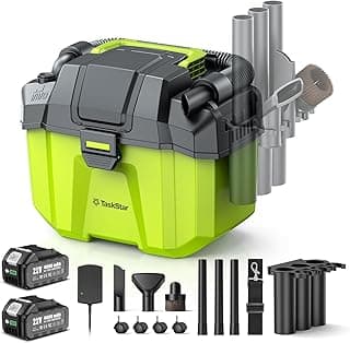 TaskStar Cordless Shop Vac, 2.6 Gal 2x4.0Ah Battery Powered Shop Vac, 3-in-1 Cordless Shop Vacuum Wet and Dry with Strap, 4 Wheels, Accessory Storage Holder, Ideal for Garage, Car, Workshop