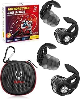 Motorcycle Earplugs, Wind Noise Reduction - Moto Hearing Protection, Reusable Ear Plugs for Motorbike, Motorsports, Touring, Racing, Riding - 2 Sizes, 27dB Noise Reduction Earbuds