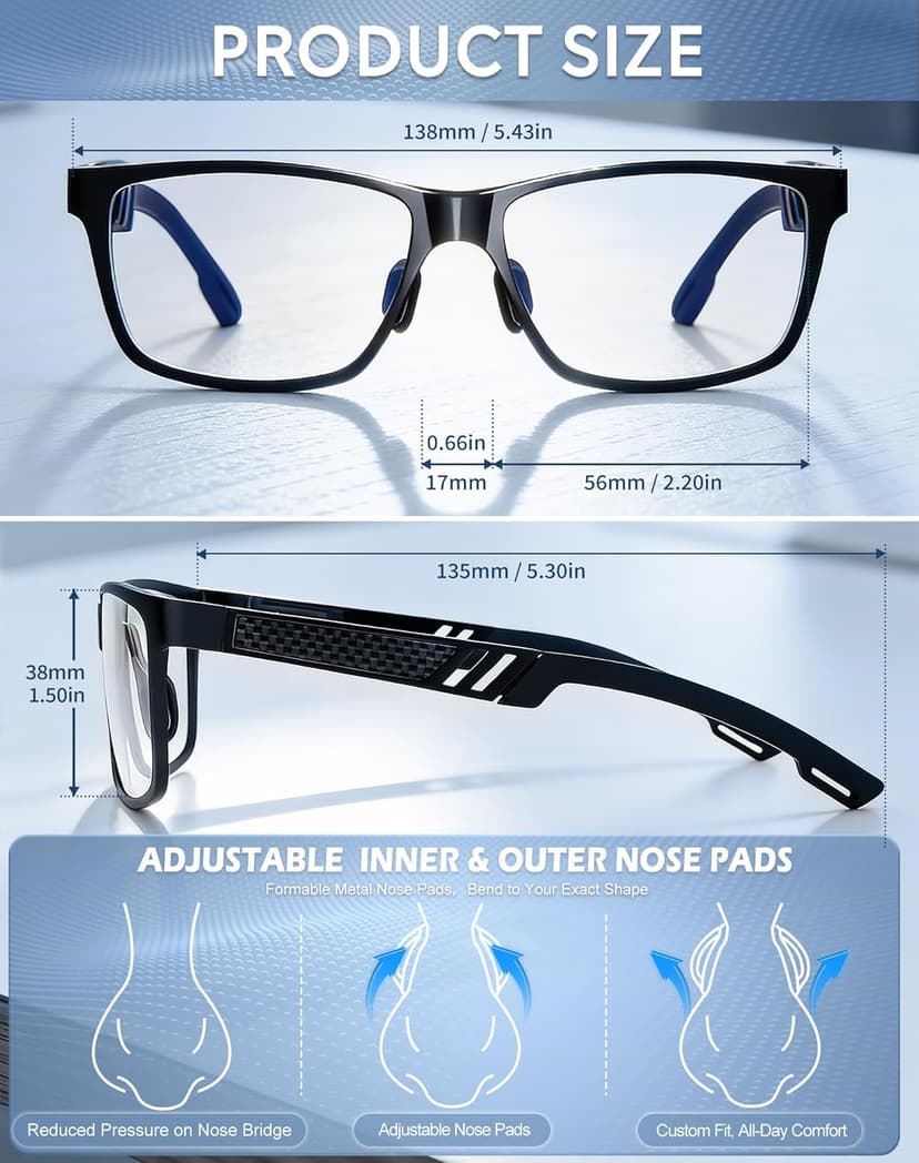 ANYLUV Blue Light Blocking Glasses Men Computer Gaming Glasses Lightweight Al-Mg Metal Anti Eyestrain Eye Protection