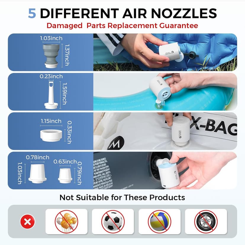 FLEXTAILGEAR Portable Air Pump for Inflatables, 2.82oz Classic Tiny Air Pump, Rechargeable Electric Air Pump to Inflate Deflate for Camping Gear Pool Floats Air Mattress Vacuum Storage Bags