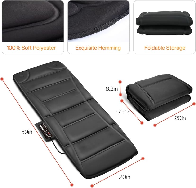 CILI Full Body Massage Mat with Heat, Vibration Back Massage Pad, Full Body Massager for Bed Chair Sofa, Massage Mattress Pad, Father‘s Day Gift for Dad