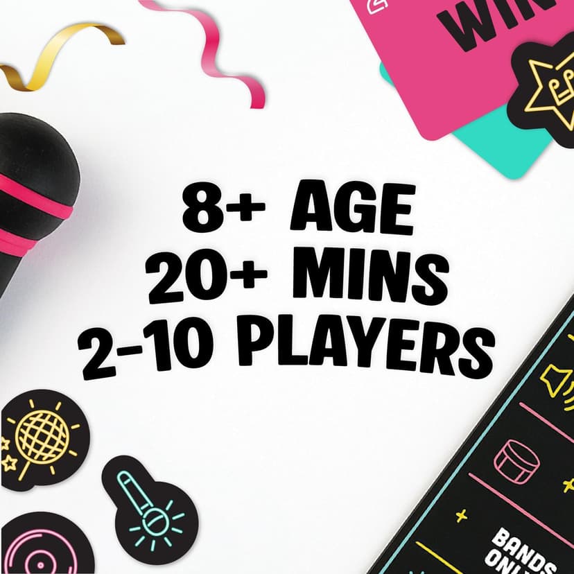 Lucky Egg Official Grab The Mic – Family Karaoke Board Game w/Foam Mic, 8+ Ages, 2-10 Players - Games for Bad Singers w/ 230 Lyrics (115 Cards)