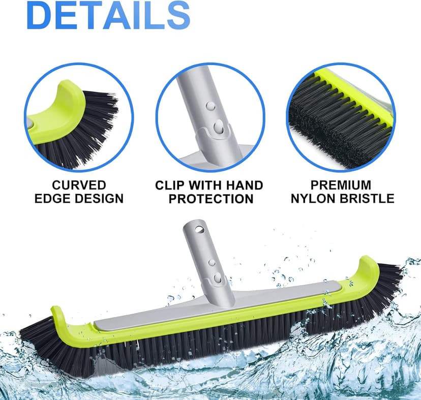 Sepetrel 17.5" Pool Brush Head for Cleaning Walls,Heavy Duty Inground/Above Ground Swimming Pool Scrub Brushes with Premium Strong Bristle & Reinforced Aluminium Back