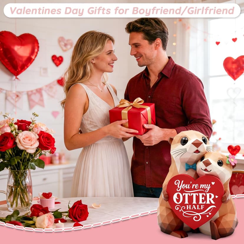 Anniversary Birthday Gifts for Women Men I Love You Wedding Romantic Gift for Wife Husband Couples,Hand-Painted Sculpture Gifts for Women Her Girlfriend Wife Husband BF Men Him Otter Figurines B0GDCT2WCC