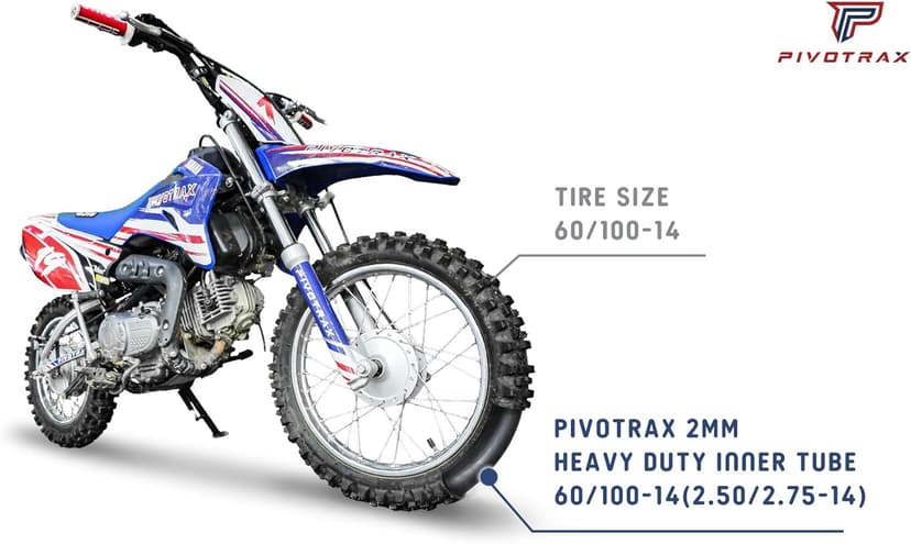 2.50/2.75-14 (60/100-14) Heavy Duty Inner Tube – 2mm Reinforced Butyl, TR4 Straight Valve – Fits Apollo, SSR, Thumpstar, Yamaha PW80, Honda CRF70, Pit & Mini Dirt Bikes