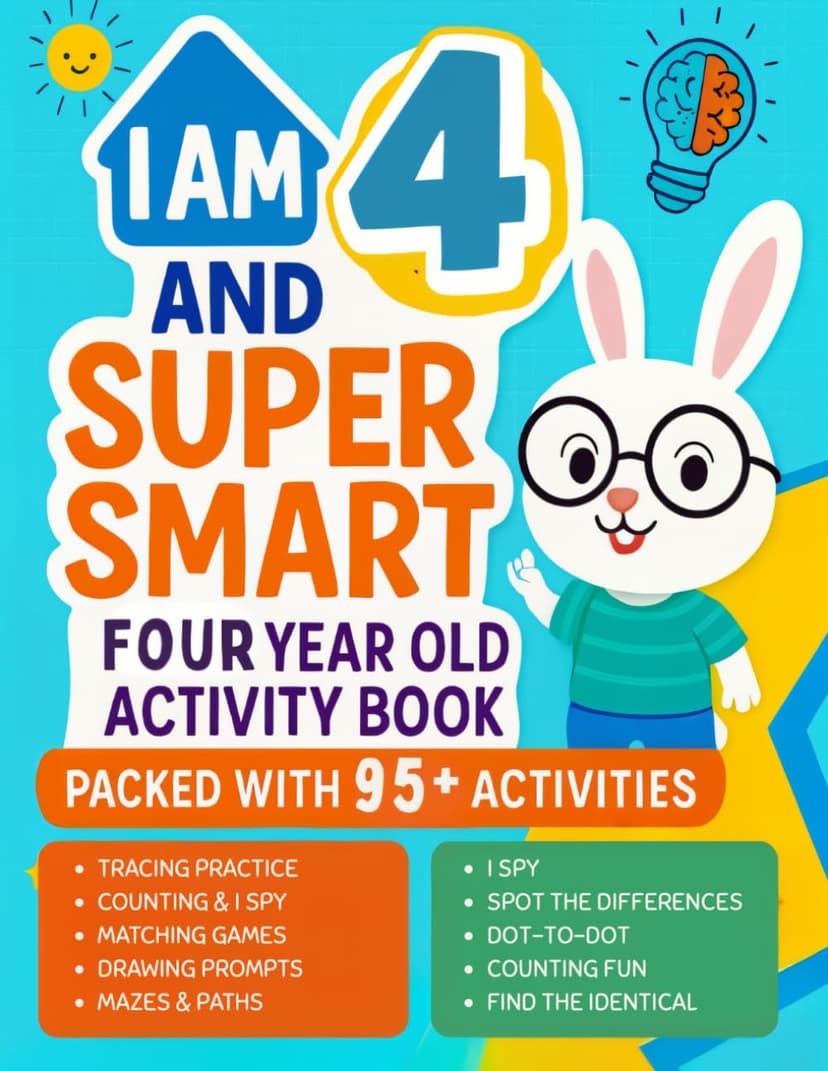 I Am 4 and Super Smart : Four Year Old Activity Book Packed With 95+ Activities: Fun & Educational Workbook for Preschooler : Christmas Birthday Gifts for 4 Year old Girls and Boys B0FWKQ4L19