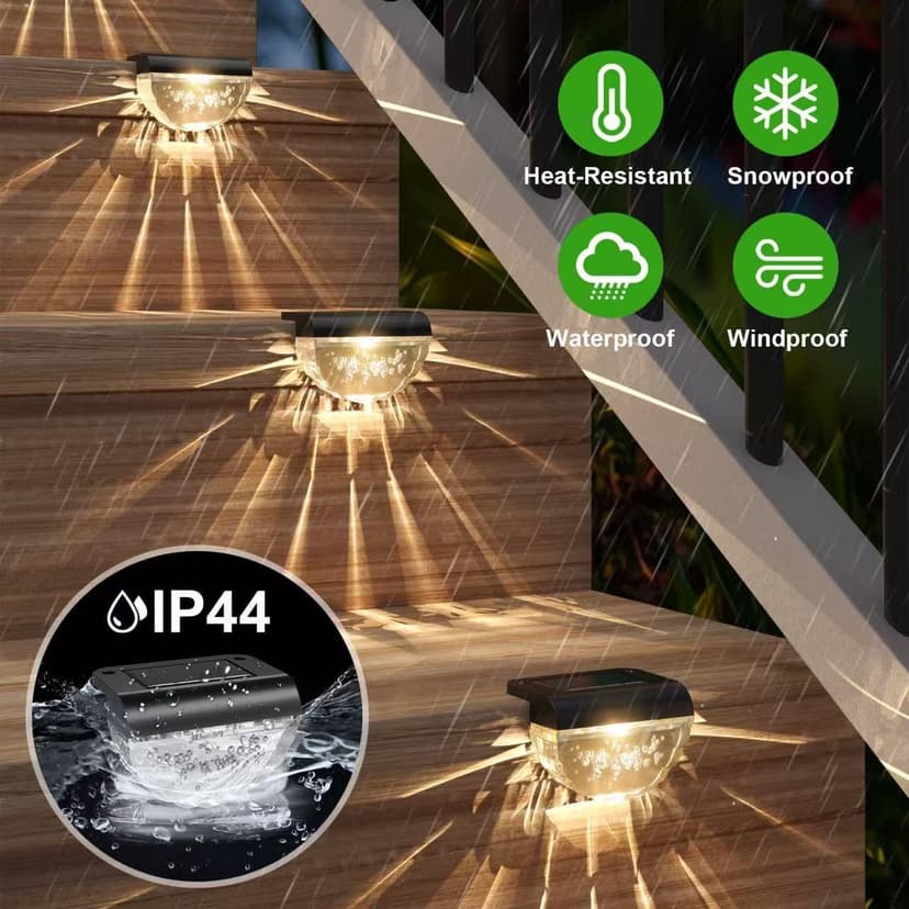 16 Pack Solar Deck Lights Outdoor, Solar Step Lights Waterproof for Outside, Yard, Patio, Garden, Pool, Railing, Stairs, Fence (Warm White)