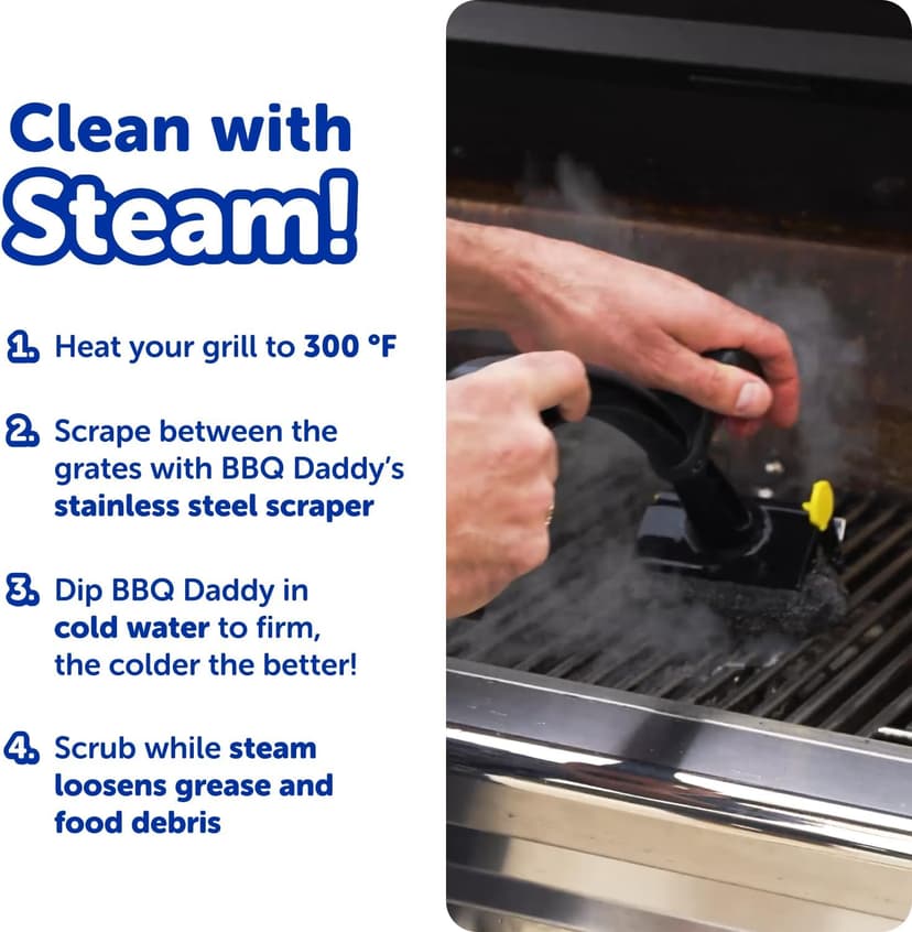 Scrub Daddy BBQ Daddy Grill Brush for Outdoor Grill - Bristle Free Grill Brush with Steel Grill Scraper + Scrub Brush - Temperature Controlled Scrubbing Power for Grill Cleaning (1 Count) B09SVK9YBB