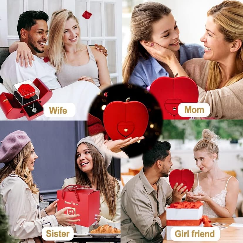 moshen Preserved Red Rose Flower Gift Box with LED Lights, Romantic Gift for Women, Ideal Gift for Mom Wife Girlfriend on Mother's Day, Valentine's Day, Christmas, Birthdays Anniversary (Red) B0FRNKJRLH