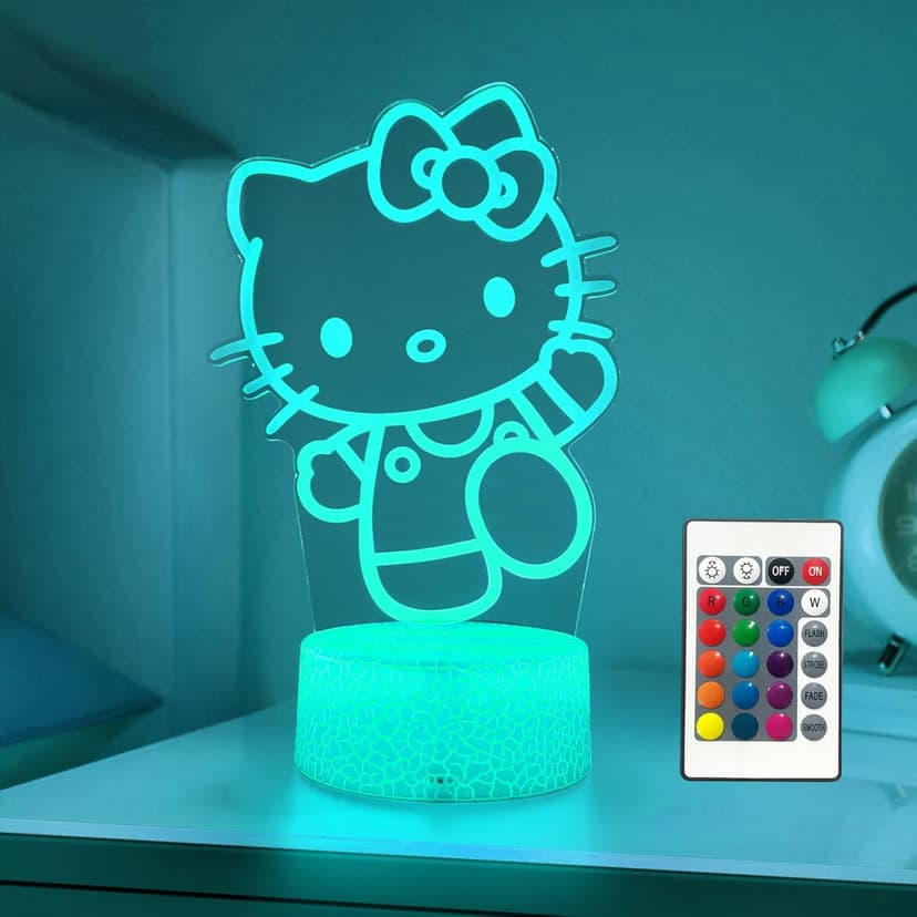 Cat Night Light Cute Night Light - Anime Charater 16 Color Change Decor Kitty Lamp with Remote, Dim, Timer,Kids Gifts for Christmas Birthday,Nursery Baby
