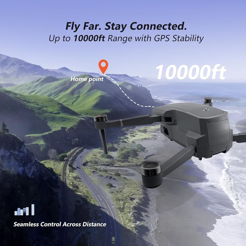 3-Axis Gimbal GPS Drone with 4K Camera YIKKEON Drone, 10000FT Range, 90Min Flight Time with 3 Batteries, 4.5" HD Screen Remote, Auto Return, Follow Me, Brushless Motor, 5G FPV, Foldable RC Quadcopter for Beginners - Under 249g