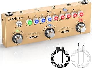 LEKATO Multi Effects Pedal for Acoustic Guitar, with IR Loading 9 AMP Models, Acoustic Multi Effects Processor, Bluetooth 5.0,Recording, Built-in Battery