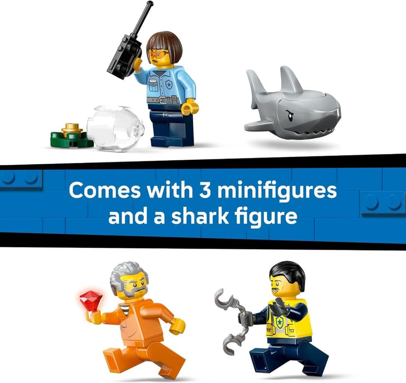 LEGO City Police Boat Chase Building Toy for Kids - Pretend Play Set for Boys & Girls, Ages 6+ - Building Blocks W/ 2 Floating Boat Toys for Playtime & Bath Time - Gift Idea for Birthdays- 60456 B0DRW6J866
