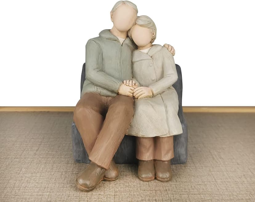 Couple Anniversary Sculpted Hand-Painted Figure Gifts Husband and Wife Wedding Figurine Gift, Happy 10th - 80th Anniversary Statue for Him and Her Together