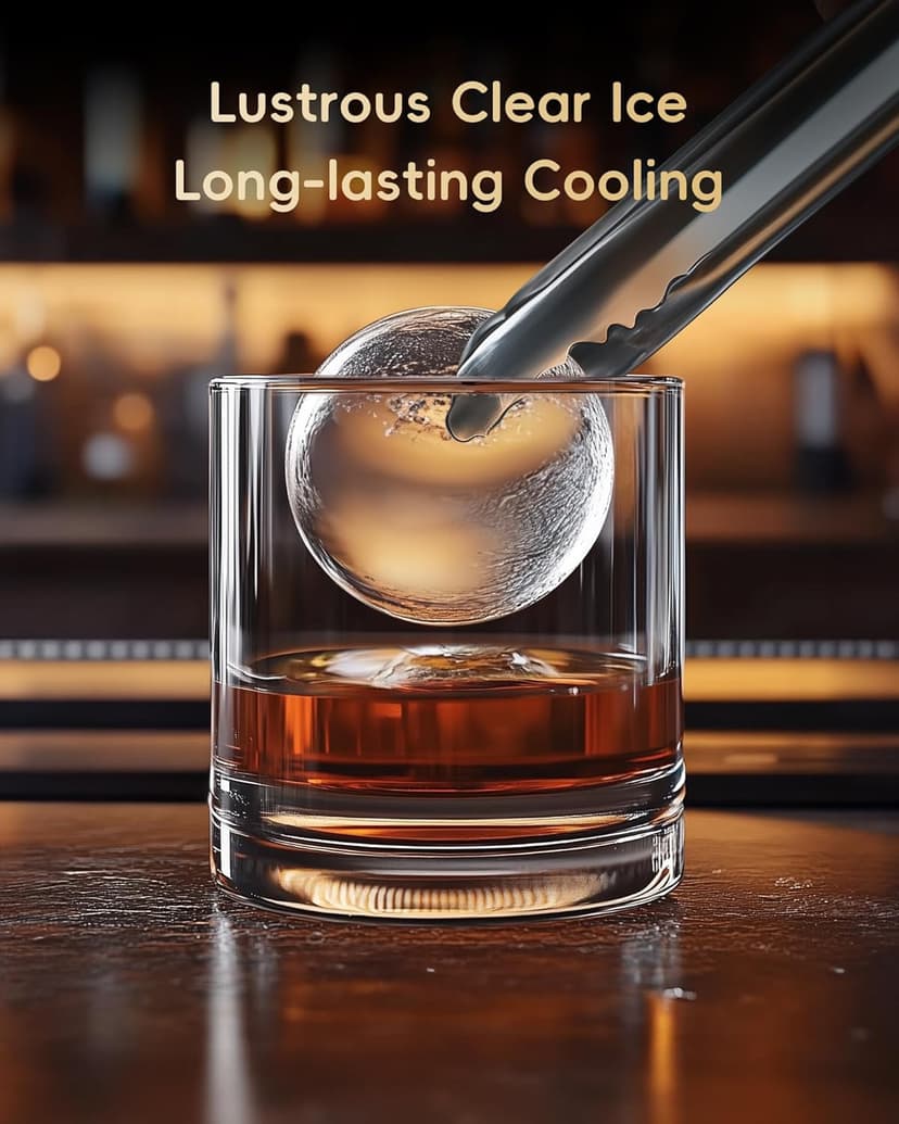 ecozy 2" Ice Ball Maker Countertop,Clear Sphere Ice Maker Machine with CrystalFlux Technology, 4 pcs in 40 Mins, 144 pcs/Day, Enhanced Insulation, Auto Water Supply, Self-Cleaning for Whiskey