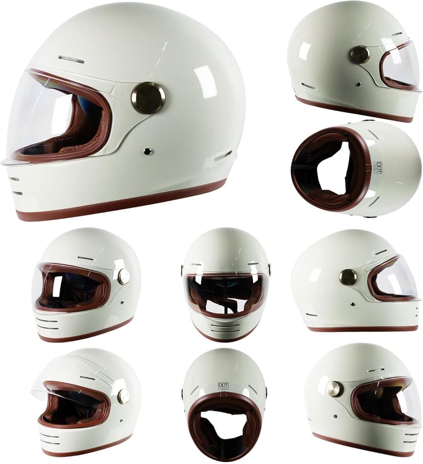 Retro Motorcycle Helmet for Adults?Vintage Full Face Helmet with Ventilation System, Waterproof Design for Motorcycle Riding