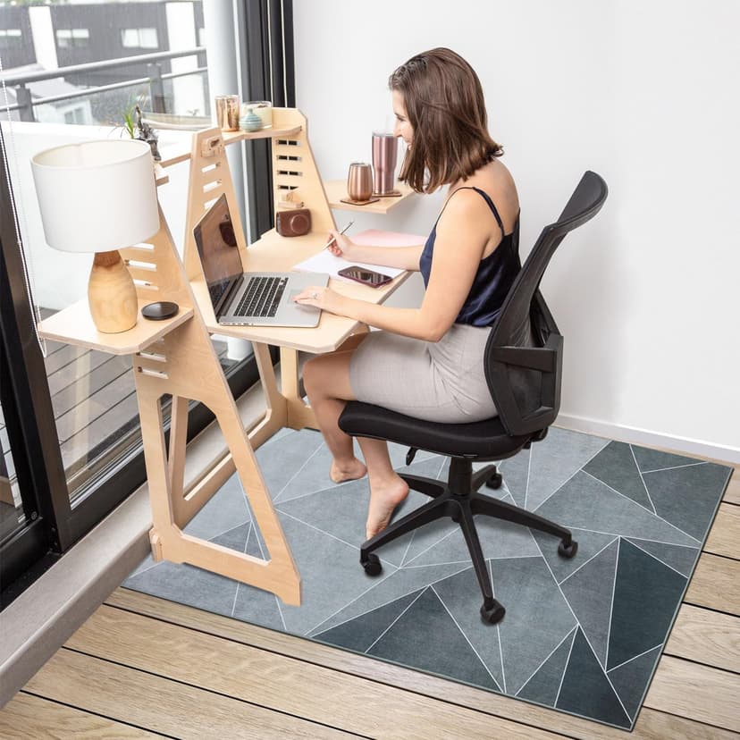 Office Chair Mat for Hardwood Floor & Low-Pile Carpet,36"*48" Highly Premium Quality Protector Floor Mat,Desk Chair Mat - Anti-Slip Carpet Chair Mats for Laminate/Tile Floor Black Grey