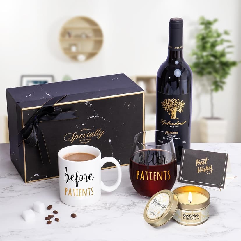 Before Patients, After Patients 11 oz Coffee Mug and 18 oz Stemless Wine Glass Set Gifts Idea for Nurses, Doctors, Hygienists, Physician, Dentists Unique Birthday Graduation Gifts Idea B08LC245C5