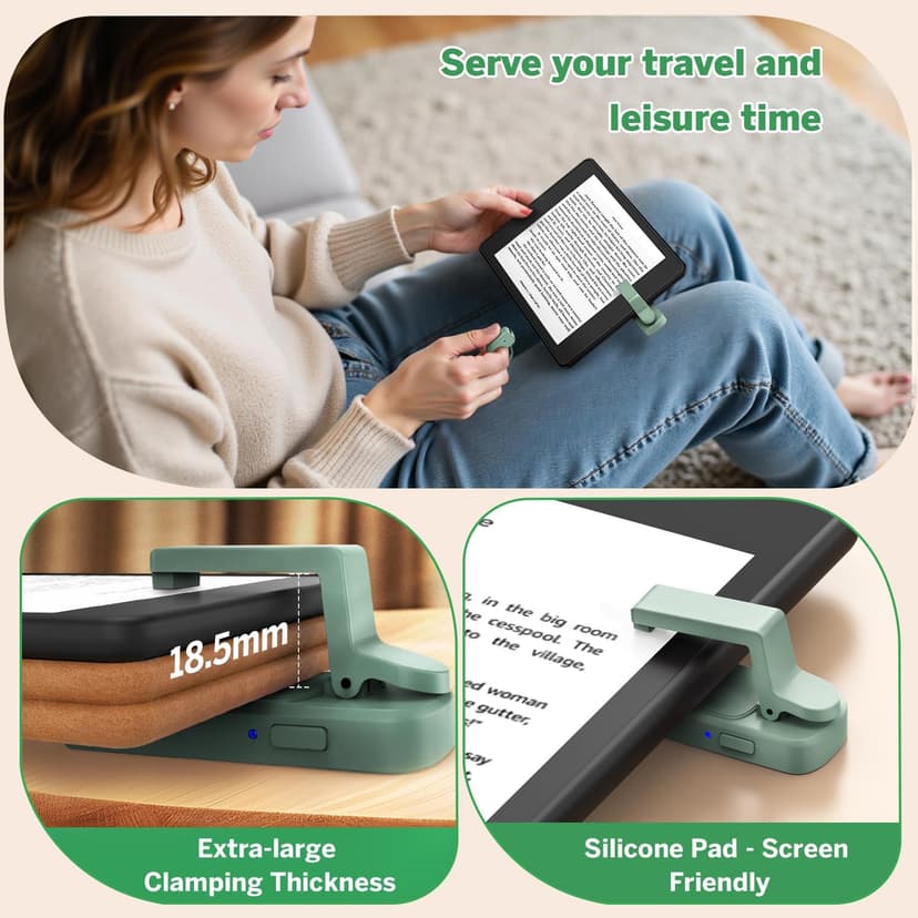 Clicker Page Turner for Kindle Accessories for Camera Video Record&Shutter Selfie with Storage Bag, Fits Thick Cases (Green) Page Turner Ring for Kindle,Remote Control for iPhone iPad Tablets eReaders B0FJXPC91M