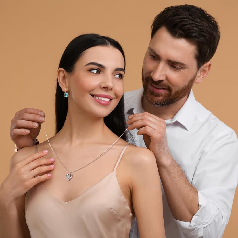 DALOJOE Moissanite Necklace for Women, 1-3 Carat Heart Necklace Engraved with 'I LOVE YOU', Birthday Gift for Wife, Anniversary Present for Wife Women, Jewelry Gifts for Christmas Valentine's Day