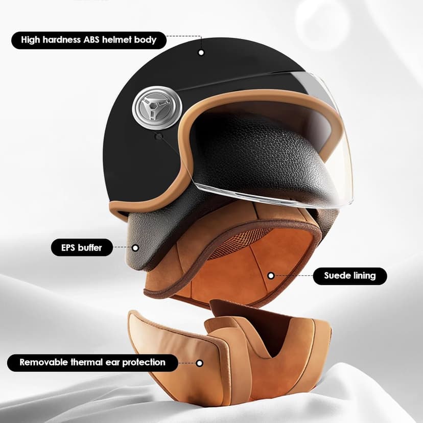 DOT Approved Kids 3/4 Open Face Motorcycle Helmet, Retro Vintage Lightweight Helmets, for Boys & Girls 3-15 Years Old Electric Scooter Helmet Fits Dirt Bike Moped ATV Go Kart 4 Wheeler