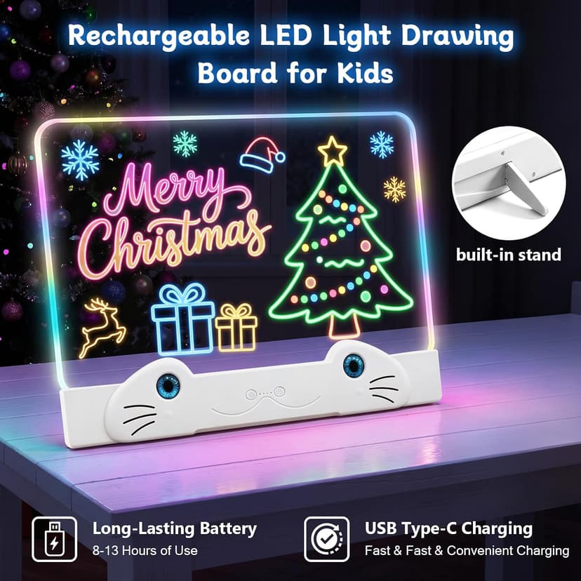 LED Drawing Board for Kids, 16" Rechargeable Glow Doodle Drawing Tablet with 13 Light Effects, Light Up Dry Erase Note Board, Birthday Gifts for Girls Boys Age 3-8, 7 Markers & Tracing Book B0H74R5T13