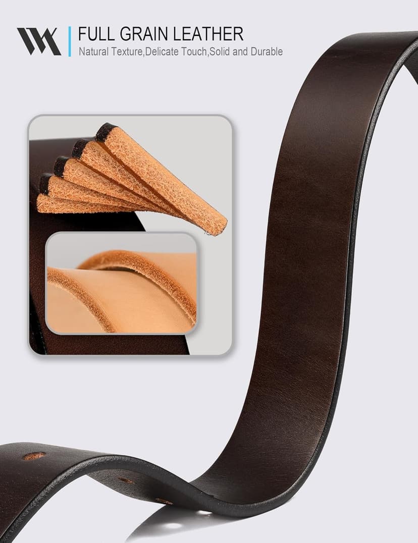 WOLFANT Thicken Full Grain Heavy Duty Casual Work Belts for Men,100% Italian Real Solid Leather