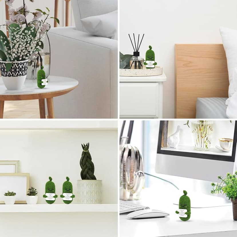 DAFURIET DAFURIET Mini Funny Pickle, 3 inch Knitted Wool Doll with Card for Cheer Up Gifts and Party Decorations, Cute Wool Emotional Pickle Crochet Doll for Birthday Gifts