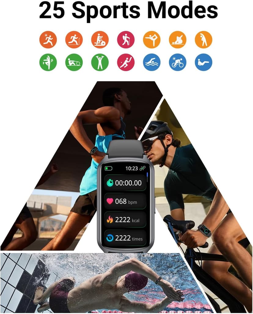 Amzhero Health Fitness Tracker with 24/7 Heart Rate, Blood Oxygen, Blood Pressure, Sleep Tracker, 5ATM Waterproof Activity Trackers with Step Tracker, Pedometer (S & L Bands Included)