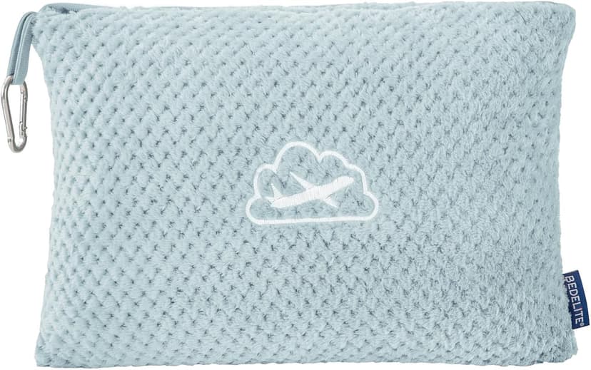 Ultra-soft Airplane Blanket, Luggage Sleeve & Backpack Clip, Travel Essentials for Women, Foldable as Pillow for Long Flight BEDELITE Travel Blanket with Bag, Jacquard Fleece Blanket 65"x40", Blue B0CNJS15T4