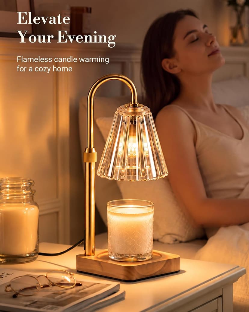 Candle Warmer Lamp with Timer Dimmer, Birthday Gifts for Mom Women Friend Sister, House Warming Gifts, Vintage Clear Wax Melt Warmer, Fall Decorations Office Apartment Dorm Room Home Decor