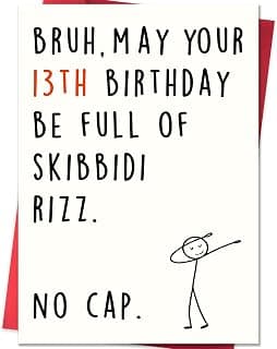 13 Year Old Birthday Gifts Decorations for Boy Girl Daughter Son Niece Nephew with Gen Z Slang Meme Design Funny 13th Birthday Card for Boys Girls B0FN7WD6RQ