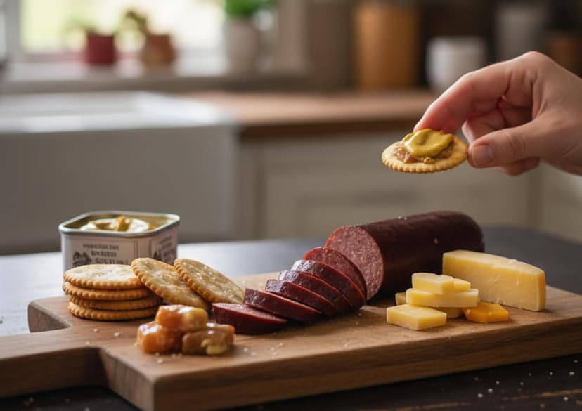 Dan the Sausageman Northwest Necessities Snack Gift Basket – Gourmet Meat & Cheese Summer Sausages, Mustard & Sweet Treats Set – 11-Items Holiday Box