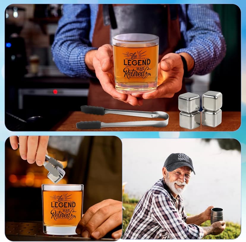 Kolewo4ever 14 Pcs Retirement Gifts for Men Christmas Gifts for Dad 2025 Happy Retired Gift Basket for Coworker, Teachers, Dad, Grandpa Best Retirement Gift Box with Whisky Set Baseball Cap Socks