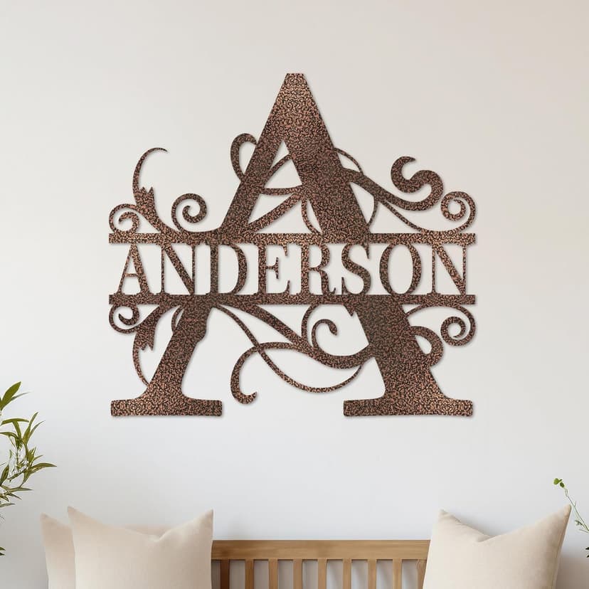 Custom Metal Name Sign | Metal Wall Art | Split Letter Monogram Wall Decor | Personalized Wedding Gift | Outdoor Sign