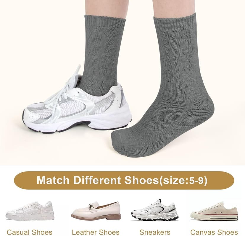 Athletic, Breathable, Warm, Soft, Comfortable, Calf, Gifts, Casual, Size 5-9, Fall Justay Crew Socks for Women, Cute Knit Boot Dress Cotton Socks B0C68LX55L