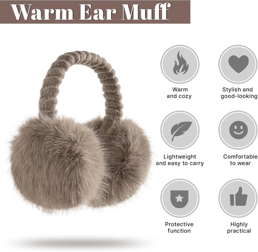 TOBEHIGHER Muffs for Winter Women - Faux Fur Earmuffs, Soft Warm Stylish Ear Muffs for Women Cute Foldable