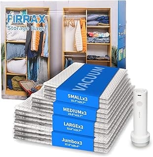 12 Pack Vacuum Storage Bags for Travel with Electric Pump - (3J+3L+3M+3S) Vacuum Seal Bags for Clothing Travel, Space Saver Compression Packing Bags for Luggage, Clothes, Bedding