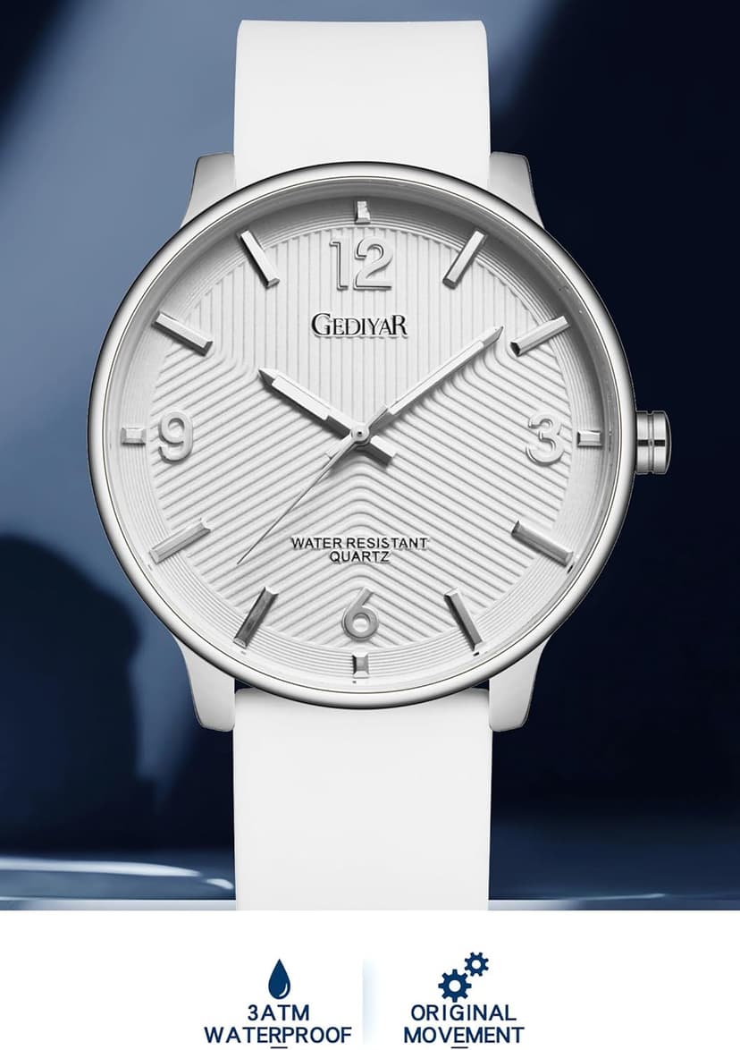 GEDIYAR Men's Fashion Minimalist Wrist Watch Waterproof Watches Simple Ultra Thin Analog Quartz Silicone Watch for Men