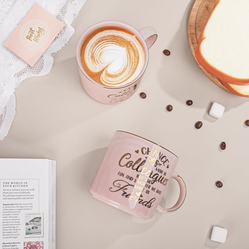 Going Away Farewell Gifts for Coworkers Female, Coworkers Birthday Office Appreciation Gift, Cup with Greeting Card, Gift Box Coworker Leaving Gifts for Women, Funny 14oz Pink Marble Gold Print Mug B0C6JT5JKV