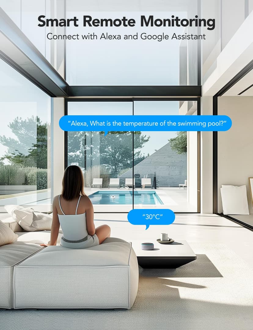 GoveeLife Smart Pool Thermometer Wireless App Easy Read, WiFi Digital Pool Thermometer Floating with IPX7 Waterproof, Notification Alert, Water Temperature Monitor for Hot Tub, Bath, Swimming, Pond