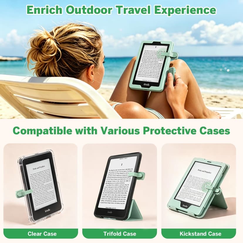 Clicker Page Turner for Kindle Accessories for Camera Video Record&Shutter Selfie with Storage Bag, Fits Thick Cases (Green) Page Turner Ring for Kindle,Remote Control for iPhone iPad Tablets eReaders B0FJXPC91M