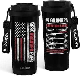 Grandpa Gift from Kids, Stainless Steel 2-in-1 Lid Coffee Tumbler 18 oz, Best Grandpa Ever Insulated Travel Mug for Men Granddads Grandfathers, Gift Idea for Birthday Christmas Fathers Day Retirement B0G4C5VMCR