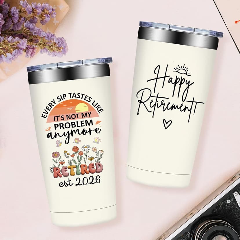 Happy Retirement Gifts for Coworker, Teachers, Nurse, Friends, Family - Every Sip Tastes Like It's Not My Problem Anymore Grifarny Retirement Gift for Woman 2026 - Retirement Tumbler Cup 20 oz B0GVDQD9N9
