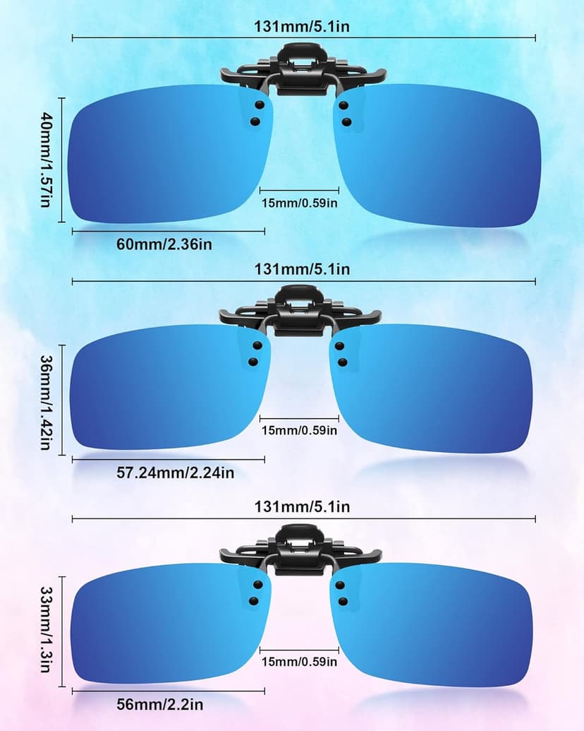 Frienda 5 Pairs Polarized Clip On Sunglasses Rimless Flip Up Anti Glare Driving Glasses