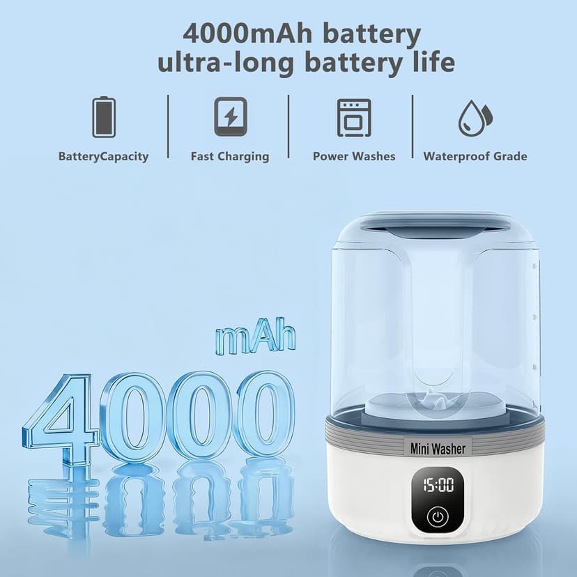Underwear Washing Machine,Upgrade Mini Washer Deeply Cleans Small Laundry Items, Socks, Underwear, Baby Clothes,Portable Washing Machine is Suitable for, Apartments, Hotels, Travel, And Camping White
