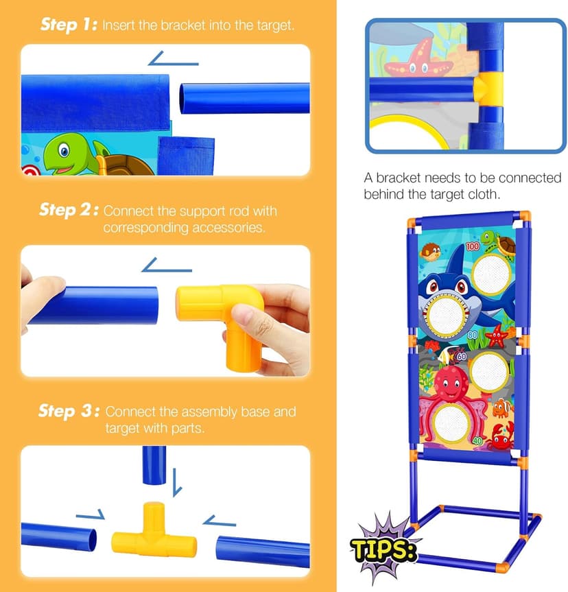 KKONES Kids Bow and Arrow Set, 2 in 1 Shooting Game with LED Light Up Archery Toy, Foam Balls, Suction Cup Arrows, Target, Quiver, Indoor Outdoor Toys for Kids Boys Girls Gifts