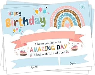 Lesnala 50 PCS Boho Birthday Printable Certificates for Kids Classroom Present for Children Teachers Students Parents for End of Semester Back to School Home Study Award Supplies Rainbow